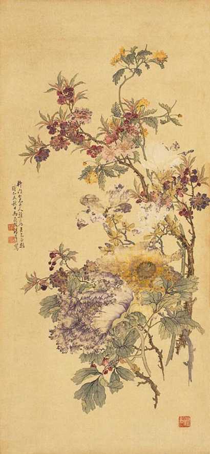 汤世澍 花卉 立轴